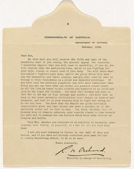 Artist: b'Lindsay, Norman.' | Title: b'Letter 3' | Date: 1918 | Technique: b'letterpress'