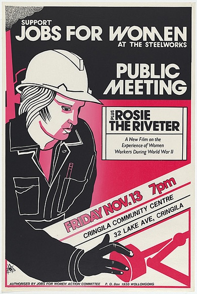 Title: b'Rosie the riveter' | Date: 1981 | Technique: b'screenprint, printed in colour, from multiple stencils'