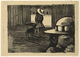 Artist: Blackman, Charles. | Title: Schoolgirls with a dog. | Date: (1953) | Technique: lithograph, printed in black ink, from one zinc plate