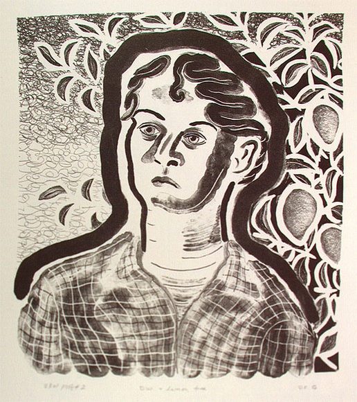 Artist: b'Francis, David.' | Title: b'DW and lemon tree' | Date: 1984 | Technique: b'lithograph, printed in black ink, from one stone' Artist: b'Francis, David.' | Title: b'DW and lemon tree' | Date: 1984 | Technique: b'lithograph, printed in black ink, from one stone'