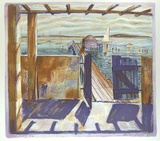 Artist: b'Seidel, Brian' | Title: b'Ilyuka Boathouse' | Date: 1988 | Technique: b'lithograph, printed in colour, from multiple stones' | Copyright: b'\xc2\xa9 Brian Seidel. Licensed by VISCOPY, Australia'