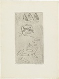 Artist: WALKER, Murray | Title: Mary Anne, cosmetiques and pins. | Date: 1972 | Technique: softground-etching, printed in black ink, from one plate
