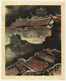 Artist: Thorpe, Lesbia. | Title: Rooftops, Makung | Date: 1977 | Technique: woodcut, printed in colour, from four blocks