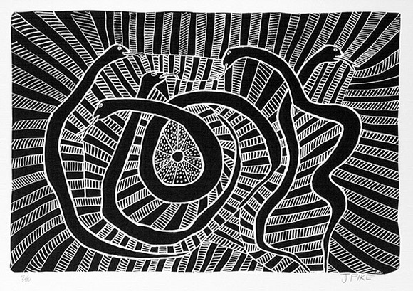 Artist: b'Pike, Jimmy.' | Title: b'Warnajilyjikarraji' | Date: 1985 | Technique: b'screenprint, printed in black ink, from one screen' Artist: b'Pike, Jimmy.' | Title: b'Warnajilyjikarraji' | Date: 1985 | Technique: b'screenprint, printed in black ink, from one screen'