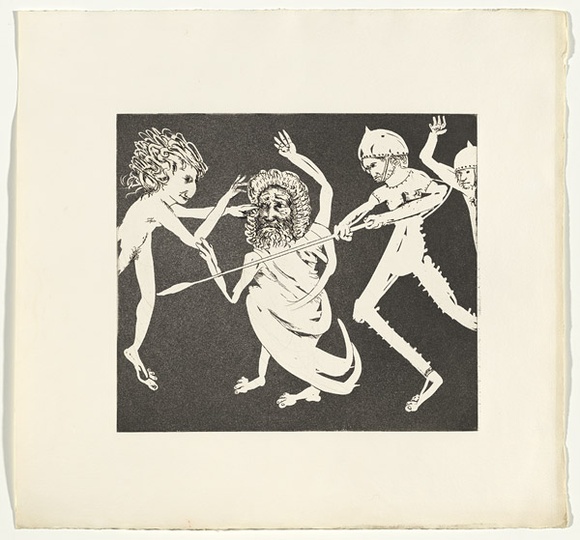 Artist: b'BOYD, Arthur' | Title: b'Magistrate to his guards.' | Date: (1970) | Technique: b'etching and aquatint, printed in black ink, from one plate' | Copyright: b'Reproduced with permission of Bundanon Trust' Artist: b'BOYD, Arthur' | Title: b'Magistrate to his guards.' | Date: (1970) | Technique: b'etching and aquatint, printed in black ink, from one plate' | Copyright: b'Reproduced with permission of Bundanon Trust'