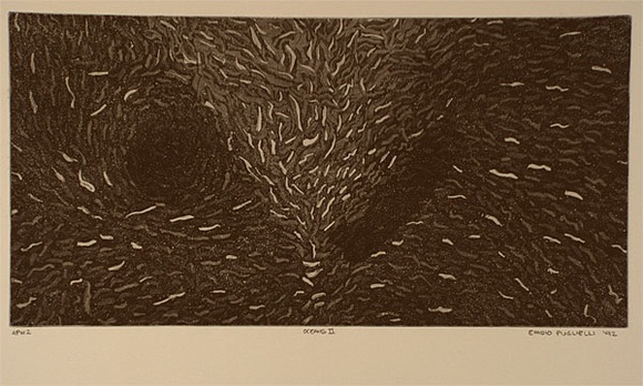 Artist: b'Puglielli, Emidio.' | Title: b'Oceans II' | Date: 1992, April | Technique: b'etching, printed in black ink with plate-tone, from one plate' Artist: b'Puglielli, Emidio.' | Title: b'Oceans II' | Date: 1992, April | Technique: b'etching, printed in black ink with plate-tone, from one plate'