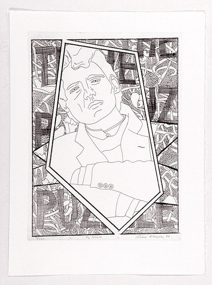 Artist: b'Willoughby, Graham.' | Title: b'The puzzle.' | Date: 1988 | Technique: b'etching, printed in black ink, from one plate' Artist: b'Willoughby, Graham.' | Title: b'The puzzle.' | Date: 1988 | Technique: b'etching, printed in black ink, from one plate'
