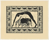 Artist: Alexander, Gregory. | Title: African folktale | Date: 1995, October | Technique: linocut, printed in black ink, from one block