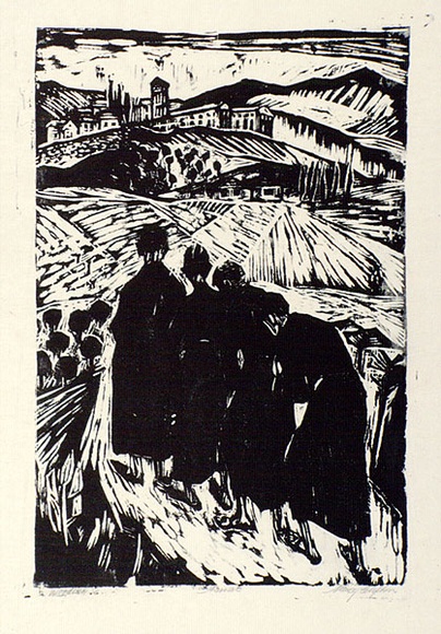 Artist: b'Clifton, Nancy.' | Title: b'Assissi.' | Date: c.1979 | Technique: b'woodcut, printed by hand in black ink, from one block' Artist: b'Clifton, Nancy.' | Title: b'Assissi.' | Date: c.1979 | Technique: b'woodcut, printed by hand in black ink, from one block'