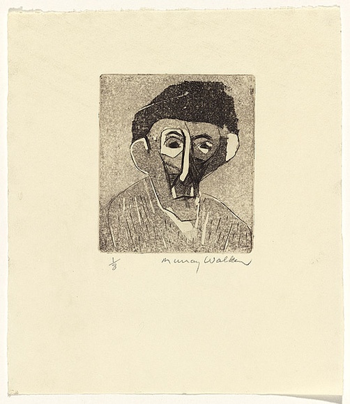 Artist: b'WALKER, Murray' | Title: b'(Head of a woman in hat)' | Technique: b'etching and aquatint, printed in black ink, from one plate' Artist: b'WALKER, Murray' | Title: b'(Head of a woman in hat)' | Technique: b'etching and aquatint, printed in black ink, from one plate'