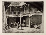 Artist: LINDSAY, Lionel | Title: Posada de la sangre, Toledo | Date: 1926 | Technique: etching, printed in warm black ink with plate-tone, from one plate | Copyright: Courtesy of the National Library of Australia