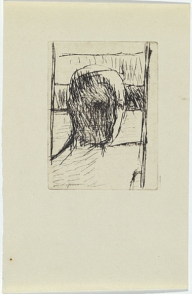 Artist: b'MADDOCK, Bea' | Title: b'Street figure' | Date: December 1966 | Technique: b'drypoint, printed in black ink, from one copper plate' Artist: b'MADDOCK, Bea' | Title: b'Street figure' | Date: December 1966 | Technique: b'drypoint, printed in black ink, from one copper plate'