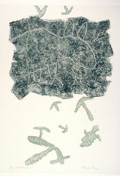 Artist: b'King, Grahame.' | Title: b'Mootwingee V' | Date: 1982 | Technique: b'lithograph, printed in colour, from two stones [or plates]'