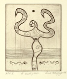 Artist: MITROPOULOS, Connie | Title: A worship wait | Date: 1996, July/August | Technique: etching, printed in black ink, from one plate