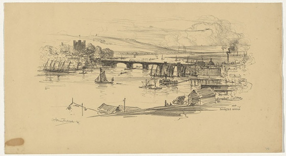 Artist: b'FULLWOOD, A.H.' | Title: b'Rochester Bridge.' | Date: 1907 | Technique: b'lithograph, printed in black ink, from one stone' Artist: b'FULLWOOD, A.H.' | Title: b'Rochester Bridge.' | Date: 1907 | Technique: b'lithograph, printed in black ink, from one stone'
