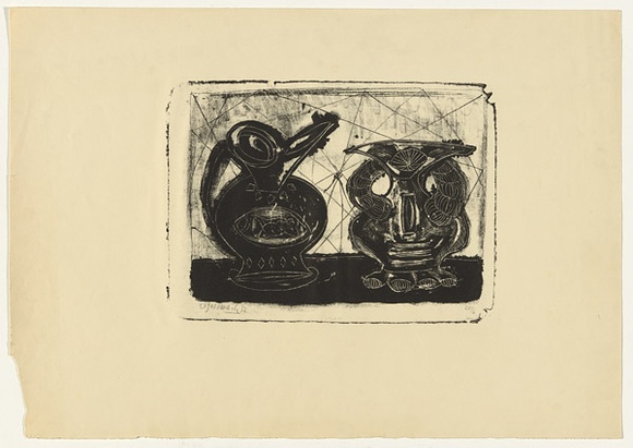Artist: SELLBACH, Udo | Title: Two ornamental vases | Date: 1952 | Technique: lithograph, printed in black ink, from one stone Artist: SELLBACH, Udo | Title: Two ornamental vases | Date: 1952 | Technique: lithograph, printed in black ink, from one stone
