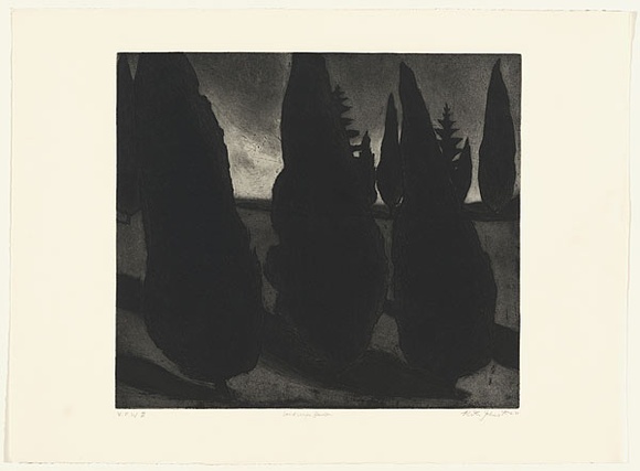 Artist: b'Johnstone, Ruth.' | Title: b'Landscape garden' | Date: 1985 | Technique: b'etching, printed in black ink, from one plate' Artist: b'Johnstone, Ruth.' | Title: b'Landscape garden' | Date: 1985 | Technique: b'etching, printed in black ink, from one plate'
